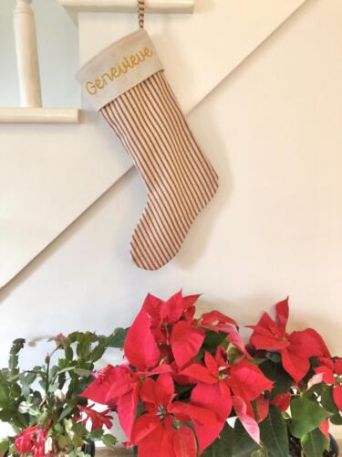 Kates Threads Farmhouse Ticking Christmas Stocking