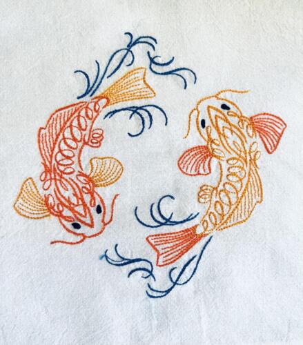 Koi table mat custom embroidered for home-owner